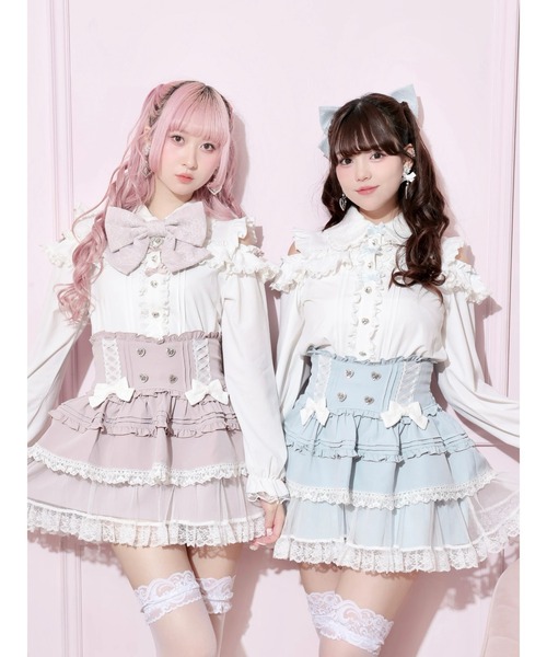 NOEMIE(ノエミー)の「ビッグリボンクリップ付きオープンショルダーブラウス(シャツ/ブラウス・レディース・A/ブルー系その他/ピンク系その他・M)」の4枚目の写真