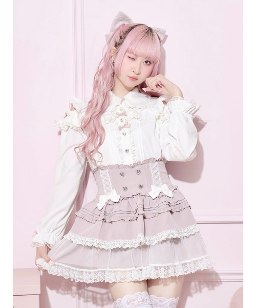 NOEMIE(ノエミー)の「ビッグリボンクリップ付きオープンショルダーブラウス(シャツ/ブラウス・レディース・A/ブルー系その他/ピンク系その他・M)」の8枚目の写真