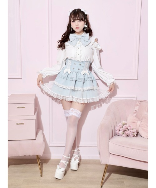 NOEMIE(ノエミー)の「ビッグリボンクリップ付きオープンショルダーブラウス(シャツ/ブラウス・レディース・A/ブルー系その他/ピンク系その他・M)」の12枚目の写真