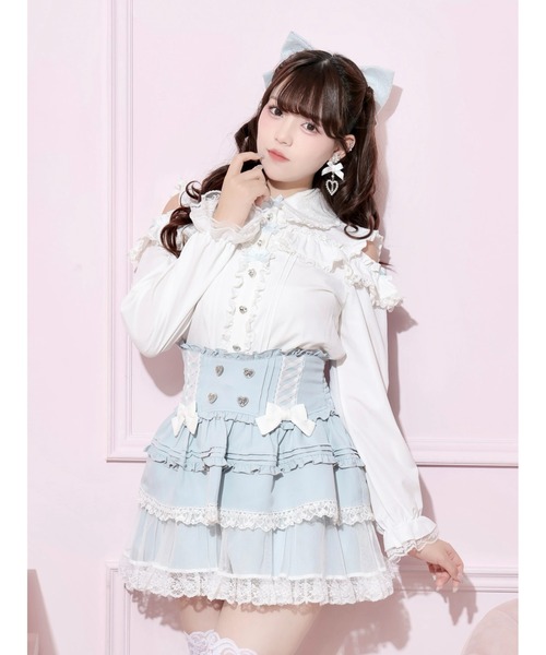 NOEMIE(ノエミー)の「ビッグリボンクリップ付きオープンショルダーブラウス(シャツ/ブラウス・レディース・A/ブルー系その他/ピンク系その他・M)」の13枚目の写真