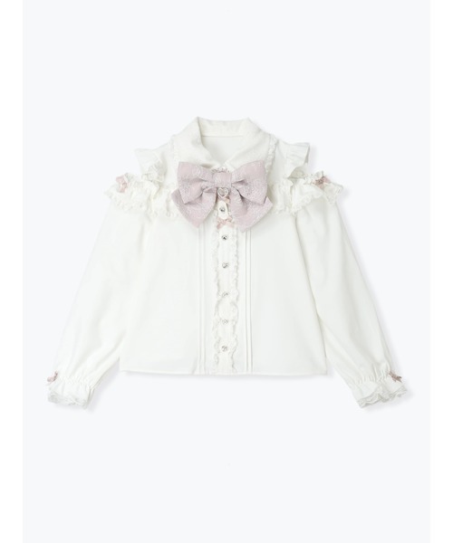 NOEMIE(ノエミー)の「ビッグリボンクリップ付きオープンショルダーブラウス(シャツ/ブラウス・レディース・A/ブルー系その他/ピンク系その他・M)」の21枚目の写真