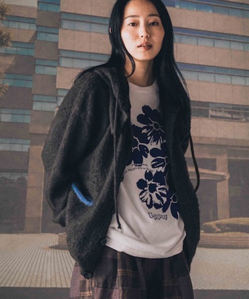 EFFECTEN(エフェクテン)の「mcg3902-Shaggy hooded cardigan シャギーカーディガン(efsc-16)(カーディガン/ボレロ・メンズ・ブラウン/チャコール・ONE SIZE)」の2枚目の写真