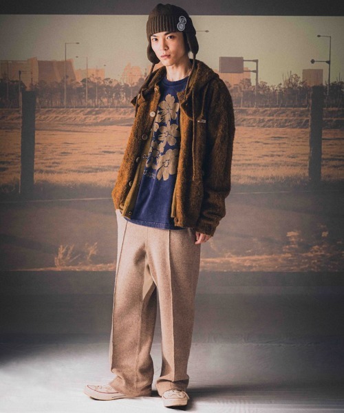 EFFECTEN(エフェクテン)の「mcg3902-Shaggy hooded cardigan シャギーカーディガン(efsc-16)(カーディガン/ボレロ・メンズ・ブラウン/チャコール・ONE SIZE)」の3枚目の写真
