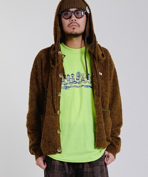EFFECTEN(エフェクテン)の「mcg3902-Shaggy hooded cardigan シャギーカーディガン(efsc-16)(カーディガン/ボレロ・メンズ・ブラウン/チャコール・ONE SIZE)」の5枚目の写真
