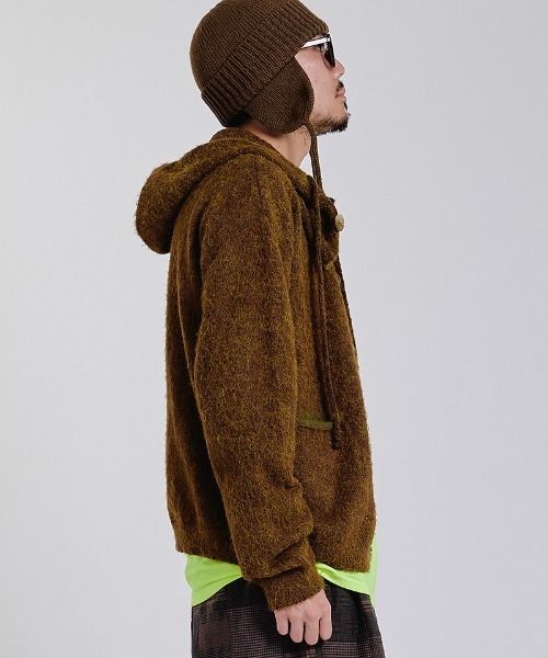 EFFECTEN(エフェクテン)の「mcg3902-Shaggy hooded cardigan シャギーカーディガン(efsc-16)(カーディガン/ボレロ・メンズ・ブラウン/チャコール・ONE SIZE)」の6枚目の写真