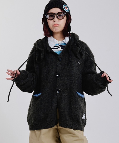 EFFECTEN(エフェクテン)の「mcg3902-Shaggy hooded cardigan シャギーカーディガン(efsc-16)(カーディガン/ボレロ・メンズ・ブラウン/チャコール・ONE SIZE)」の14枚目の写真