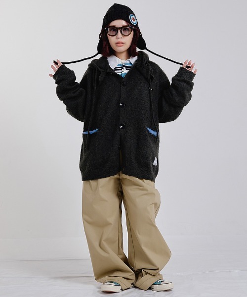 EFFECTEN(エフェクテン)の「mcg3902-Shaggy hooded cardigan シャギーカーディガン(efsc-16)(カーディガン/ボレロ・メンズ・ブラウン/チャコール・ONE SIZE)」の17枚目の写真