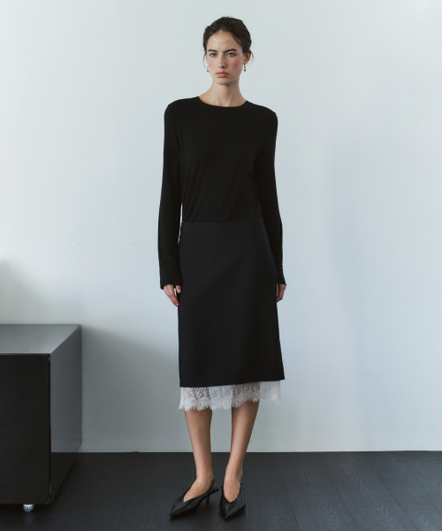 SIYAZU（シヤジュ）の「SIST9070 レースミディスカート_Black（スカート・レディース・ブラック・SMALL/MEDIUM）」の3枚目の写真
