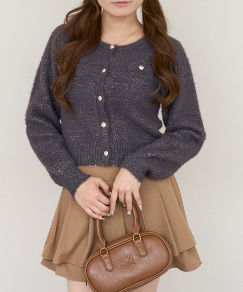 Another Branch olive des olive(アナザーブランチオリーブデオリーブ)の「ラメフェザーゴールドボタンカーディガン(カーディガン/ボレロ・レディース・ネイビー/チャコールグレー/ボルドー/アイボリー・FREE)」の6枚目の写真