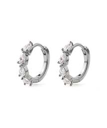 【ステンレス】ビジューフープピアス
