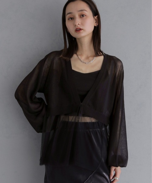 &g'aime(アンジェム)の「【&g'aime 】チュールレイヤードカーディガン Tulle Layered Cardigan(カーディガン/ボレロ・レディース・ブラック/ブラウン/グレイッシュベージュ・FREE)」の1枚目の写真