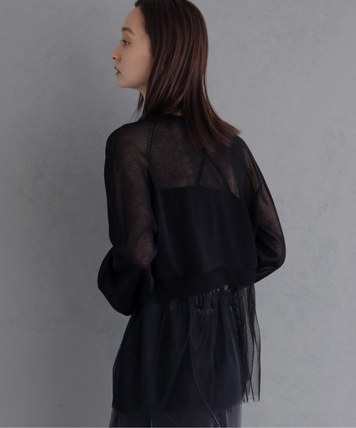 &g'aime(アンジェム)の「【&g'aime 】チュールレイヤードカーディガン Tulle Layered Cardigan(カーディガン/ボレロ・レディース・ブラック/ブラウン/グレイッシュベージュ・FREE)」の10枚目の写真