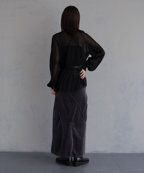 &g'aime(アンジェム)の「【&g'aime 】チュールレイヤードカーディガン Tulle Layered Cardigan(カーディガン/ボレロ・レディース・ブラック/ブラウン/グレイッシュベージュ・FREE)」の13枚目の写真
