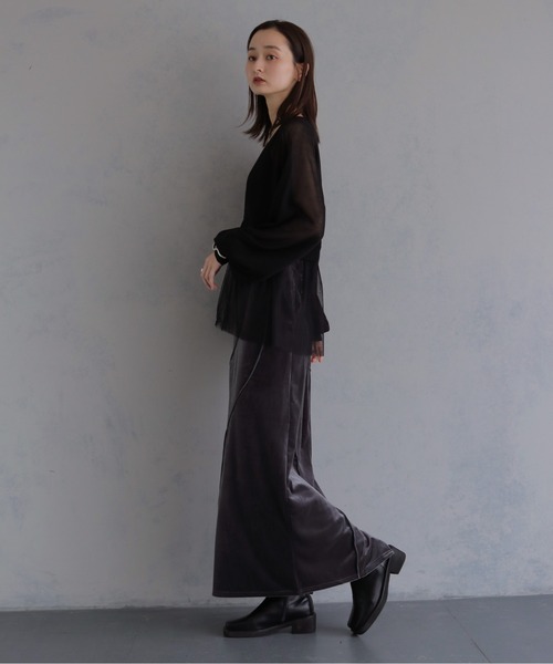 &g'aime(アンジェム)の「【&g'aime 】チュールレイヤードカーディガン Tulle Layered Cardigan(カーディガン/ボレロ・レディース・ブラック/ブラウン/グレイッシュベージュ・FREE)」の12枚目の写真