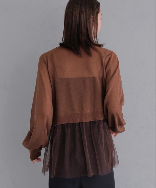 &g'aime(アンジェム)の「【&g'aime 】チュールレイヤードカーディガン Tulle Layered Cardigan(カーディガン/ボレロ・レディース・ブラック/ブラウン/グレイッシュベージュ・FREE)」の20枚目の写真