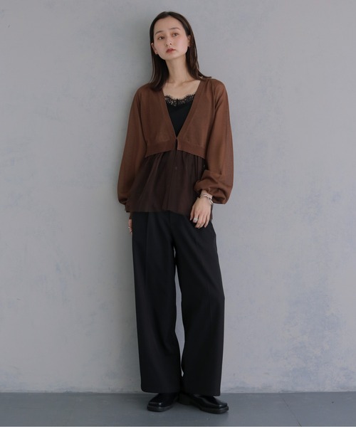 &g'aime(アンジェム)の「【&g'aime 】チュールレイヤードカーディガン Tulle Layered Cardigan(カーディガン/ボレロ・レディース・ブラック/ブラウン/グレイッシュベージュ・FREE)」の21枚目の写真