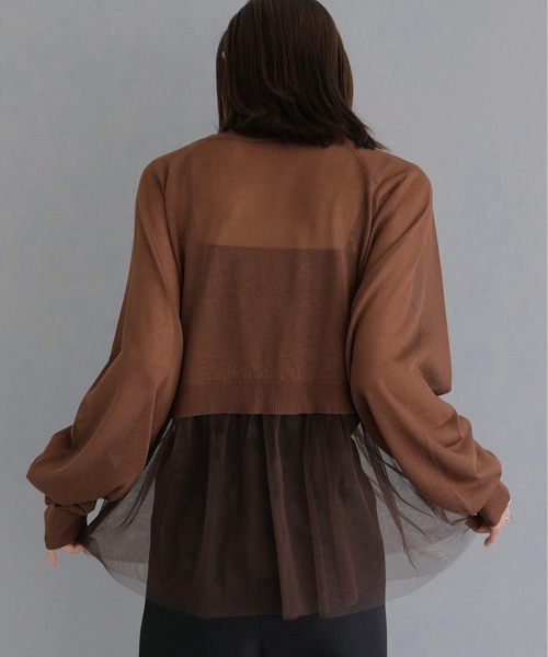 &g'aime(アンジェム)の「【&g'aime 】チュールレイヤードカーディガン Tulle Layered Cardigan(カーディガン/ボレロ・レディース・ブラック/ブラウン/グレイッシュベージュ・FREE)」の19枚目の写真