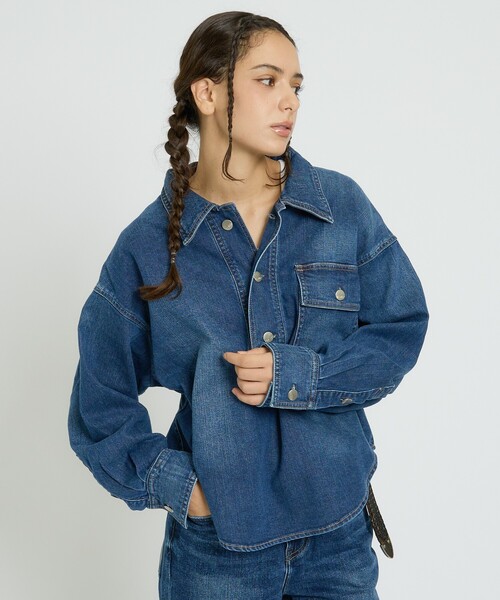 Healthy denim(ヘルシーデニム)の「【Healthy denim / ヘルシーデニム】Roti/デニムシャツ/スキッパーシャツ/秋冬カラー【WEB限定】(シャツ/ブラウス・レディース・ダークネイビー・フリー)」の4枚目の写真