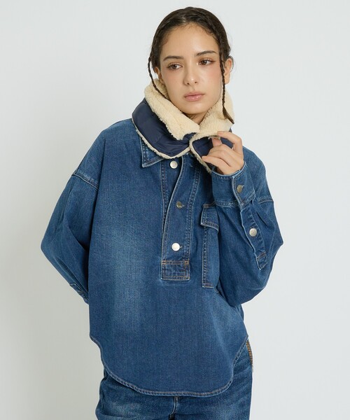 Healthy denim(ヘルシーデニム)の「【Healthy denim / ヘルシーデニム】Roti/デニムシャツ/スキッパーシャツ/秋冬カラー【WEB限定】(シャツ/ブラウス・レディース・ダークネイビー・フリー)」の5枚目の写真