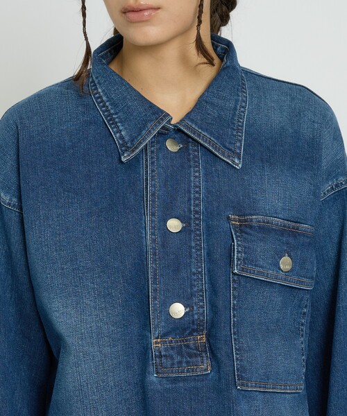Healthy denim(ヘルシーデニム)の「【Healthy denim / ヘルシーデニム】Roti/デニムシャツ/スキッパーシャツ/秋冬カラー【WEB限定】(シャツ/ブラウス・レディース・ダークネイビー・フリー)」の12枚目の写真