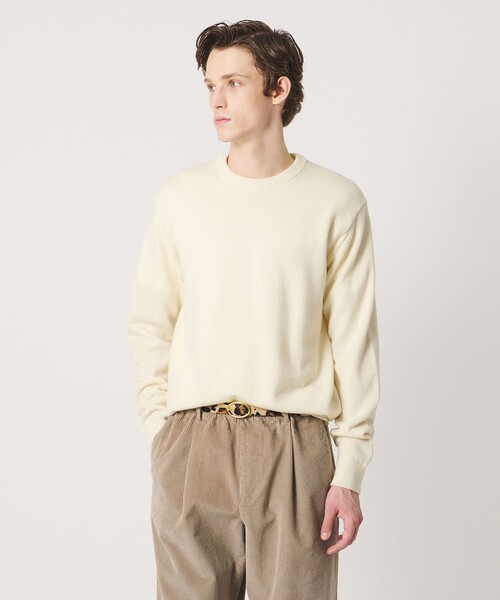 UNITED ARROWS(ユナイテッドアローズ)の「YAMAGATA ミドルゲージ クルーネック ニット(ニット/セーター・メンズ・オフホワイト/ネイビー/オリーブ/コバルトブルー/グレー系/ダークグレー・M/L/S/XL)」の2枚目の写真
