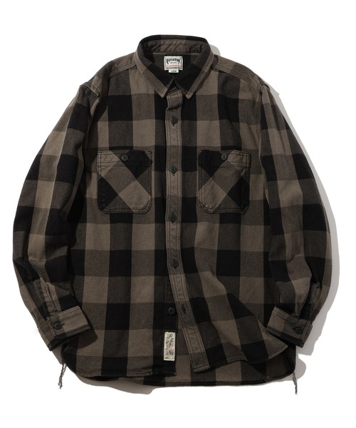 HOUSTON(ヒューストン)の「【HOUSTON/ヒューストン】VINTAGE BLOCK CHECK VIYELLA SHIRT/ビンテージ加工 ブロックチェックビエラシャツ(シャツ/ブラウス・メンズ・ライトグリーン系/レッド系/ネイビー系/ブラック系/ブラウン系・M/XL/L)」の1枚目の写真
