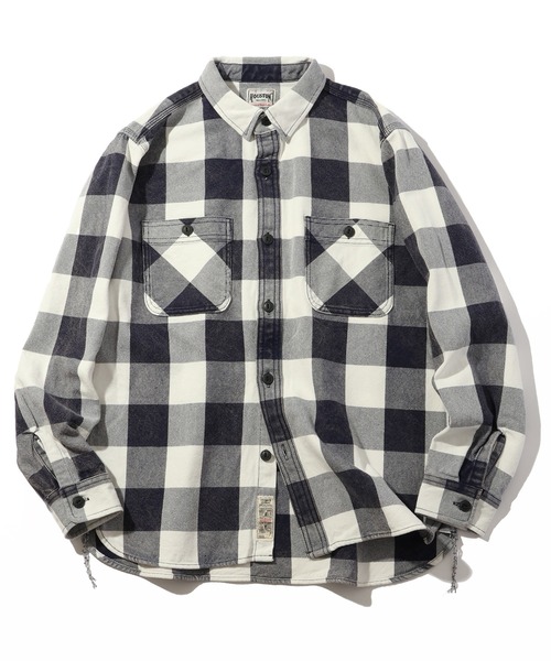 HOUSTON(ヒューストン)の「【HOUSTON/ヒューストン】VINTAGE BLOCK CHECK VIYELLA SHIRT/ビンテージ加工 ブロックチェックビエラシャツ(シャツ/ブラウス・メンズ・ライトグリーン系/レッド系/ネイビー系/ブラック系/ブラウン系・M/XL/L)」の4枚目の写真