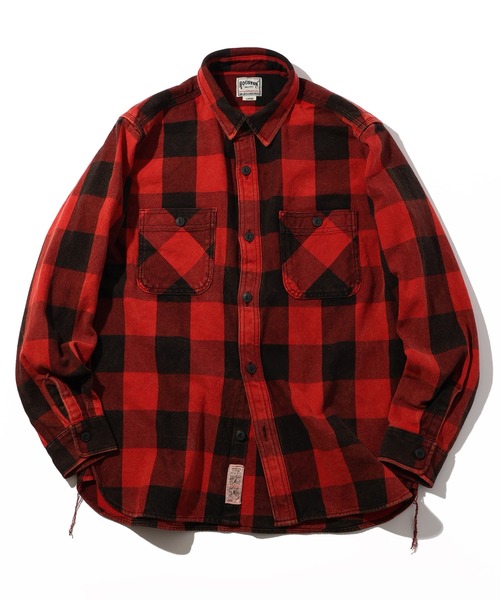 HOUSTON(ヒューストン)の「【HOUSTON/ヒューストン】VINTAGE BLOCK CHECK VIYELLA SHIRT/ビンテージ加工 ブロックチェックビエラシャツ(シャツ/ブラウス・メンズ・ライトグリーン系/レッド系/ネイビー系/ブラック系/ブラウン系・M/XL/L)」の5枚目の写真