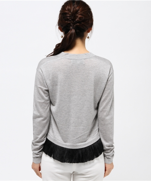 10 CROSBY DEREK LAM（テンクロスビーデレクラム）の「10CROSBY フリンジツキ Vネック プルオーバー◆（ニット/セーター・レディース・グレー・36/38）」の4枚目の写真