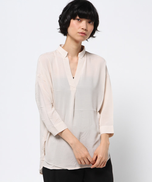 VENCEEXCHANGE（ヴァンスエクスチェンジ）の「レーヨン7分スキッパーシャツ      （シャツ/ブラウス・レディース・ホワイト/ピンク/オフホワイト/ダークグリーン・MEDIUM）」の15枚目の写真