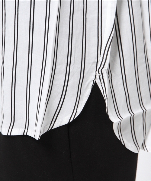 VENCEEXCHANGE（ヴァンスエクスチェンジ）の「レーヨン7分スキッパーシャツ      （シャツ/ブラウス・レディース・ホワイト/ピンク/オフホワイト/ダークグリーン・MEDIUM）」の10枚目の写真