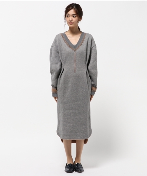 Mame マメ の Mame Vネックスウェットワンピース ワンピース Wear Mame マメ の Mame Vネックスウェットワンピース ワンピース Wear