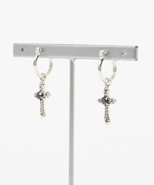 セール】シルバー925ジルコニアクロスピアス（ピアス（両耳用））｜con