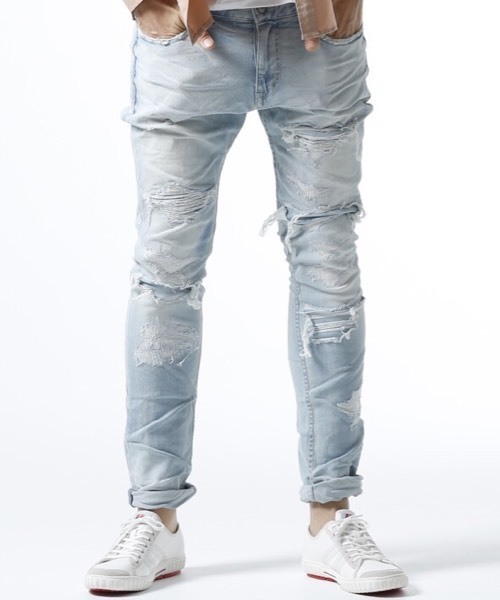 JACKROSE（ジャックローズ）の「スーパーストレッチダメージデニム（デニムパンツ・メンズ・サックスブルー・L/M/S/XL）」の8枚目の写真