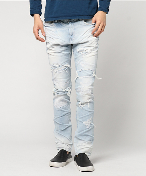 JACKROSE（ジャックローズ）の「スーパーストレッチダメージデニム（デニムパンツ・メンズ・サックスブルー・L/M/S/XL）」の11枚目の写真