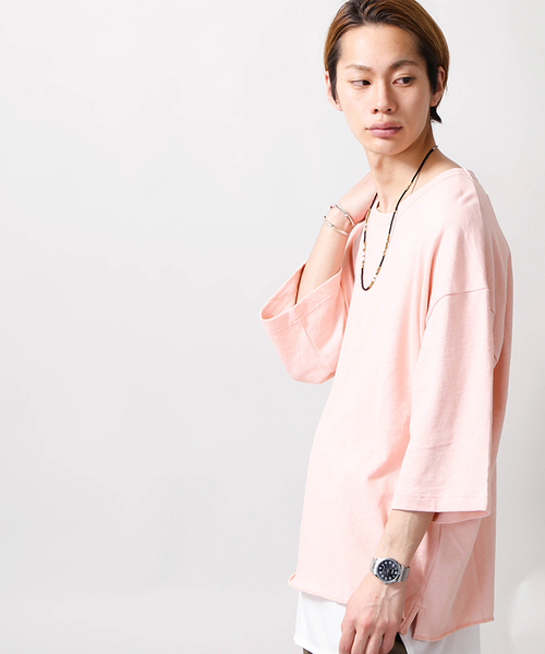 WEGO（ウィゴー）の「WEGO/スラブ裏毛BOXYビッグプルオーバー（Tシャツ/カットソー・メンズ・サックスブルー/杢グレー/オフホワイト/オレンジ/ベージュ/スミクロ/ライトピンク/ブルー系その他/オートミール・MEDIUM/LARGE）」の8枚目の写真