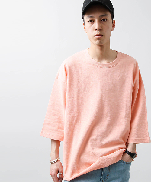 WEGO（ウィゴー）の「WEGO/スラブ裏毛BOXYビッグプルオーバー（Tシャツ/カットソー・メンズ・サックスブルー/杢グレー/オフホワイト/オレンジ/ベージュ/スミクロ/ライトピンク/ブルー系その他/オートミール・MEDIUM/LARGE）」の9枚目の写真