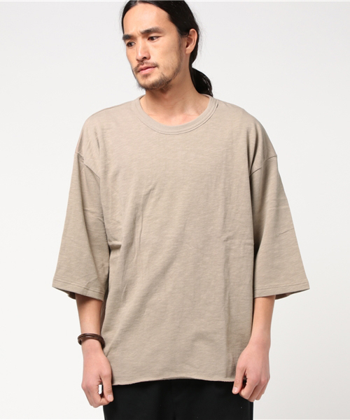 WEGO（ウィゴー）の「WEGO/スラブ裏毛BOXYビッグプルオーバー（Tシャツ/カットソー・メンズ・サックスブルー/杢グレー/オフホワイト/オレンジ/ベージュ/スミクロ/ライトピンク/ブルー系その他/オートミール・MEDIUM/LARGE）」の16枚目の写真