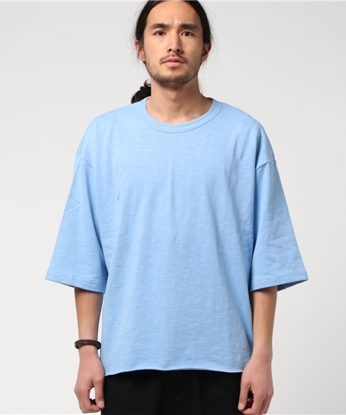 WEGO（ウィゴー）の「WEGO/スラブ裏毛BOXYビッグプルオーバー（Tシャツ/カットソー・メンズ・サックスブルー/杢グレー/オフホワイト/オレンジ/ベージュ/スミクロ/ライトピンク/ブルー系その他/オートミール・MEDIUM/LARGE）」の17枚目の写真