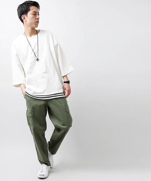 WEGO（ウィゴー）の「WEGO/スラブ裏毛BOXYビッグプルオーバー（Tシャツ/カットソー・メンズ・サックスブルー/杢グレー/オフホワイト/オレンジ/ベージュ/スミクロ/ライトピンク/ブルー系その他/オートミール・MEDIUM/LARGE）」の11枚目の写真