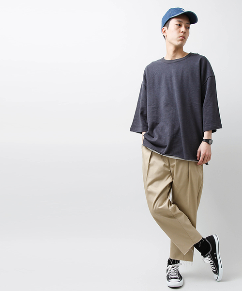 WEGO（ウィゴー）の「WEGO/スラブ裏毛BOXYビッグプルオーバー（Tシャツ/カットソー・メンズ・サックスブルー/杢グレー/オフホワイト/オレンジ/ベージュ/スミクロ/ライトピンク/ブルー系その他/オートミール・MEDIUM/LARGE）」の12枚目の写真