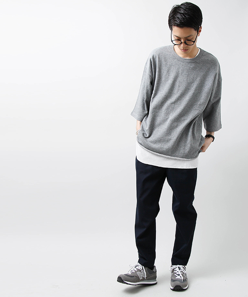 WEGO（ウィゴー）の「WEGO/スラブ裏毛BOXYビッグプルオーバー（Tシャツ/カットソー・メンズ・サックスブルー/杢グレー/オフホワイト/オレンジ/ベージュ/スミクロ/ライトピンク/ブルー系その他/オートミール・MEDIUM/LARGE）」の13枚目の写真