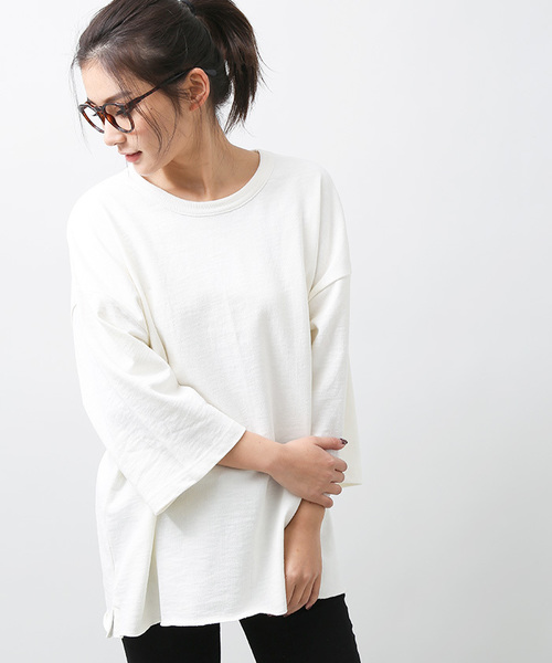 WEGO（ウィゴー）の「WEGO/スラブ裏毛BOXYビッグプルオーバー（Tシャツ/カットソー・メンズ・サックスブルー/杢グレー/オフホワイト/オレンジ/ベージュ/スミクロ/ライトピンク/ブルー系その他/オートミール・MEDIUM/LARGE）」の10枚目の写真