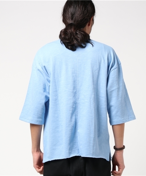 WEGO（ウィゴー）の「WEGO/スラブ裏毛BOXYビッグプルオーバー（Tシャツ/カットソー・メンズ・サックスブルー/杢グレー/オフホワイト/オレンジ/ベージュ/スミクロ/ライトピンク/ブルー系その他/オートミール・MEDIUM/LARGE）」の19枚目の写真