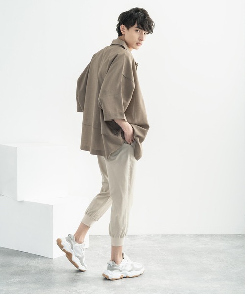 Rocky Monroe(ロッキーモンロー)の「コットンリネン イージークロップドジョガーパンツ 別注ワンマイルウェア(その他パンツ・メンズ・ベージュ/ネイビー/ブラック/カーキ/ホワイト/ピンク/ブルー/グレー/サックスブルー/ワンウォッシュ/ブラウン/チャコール/ブラック系/ブルーグレー/ベージュ系・M/LL/L/XXL/S)」の20枚目の写真