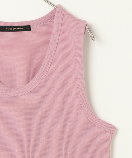 VENCEEXCHANGE（ヴァンスエクスチェンジ）の「ワッフルタンクトップ               （タンクトップ・メンズ・ブラック/ピンク/オフホワイト/コーラル・MEDIUM/LARGE）」の12枚目の写真