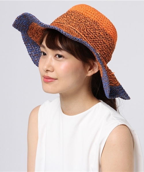 チャイハネ（チャイハネ）の「【チャイハネ】ワイドブリム エスニックペーパーハット（ハット・レディース・ネイビー/オレンジ/カーキ・FREE）」の4枚目の写真