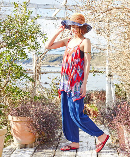 チャイハネ（チャイハネ）の「【チャイハネ】ワイドブリム エスニックペーパーハット（ハット・レディース・ネイビー/オレンジ/カーキ・FREE）」の15枚目の写真