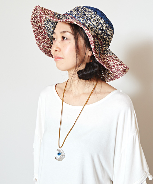 チャイハネ（チャイハネ）の「【チャイハネ】ワイドブリム エスニックペーパーハット（ハット・レディース・ネイビー/オレンジ/カーキ・FREE）」の13枚目の写真