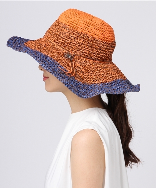 チャイハネ（チャイハネ）の「【チャイハネ】ワイドブリム エスニックペーパーハット（ハット・レディース・ネイビー/オレンジ/カーキ・FREE）」の5枚目の写真